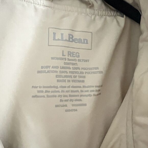 LL Bean Diamond Quilted Jacket Womens Large Ivory Snap Chore Classic Lightweight - Picture 2 of 8
